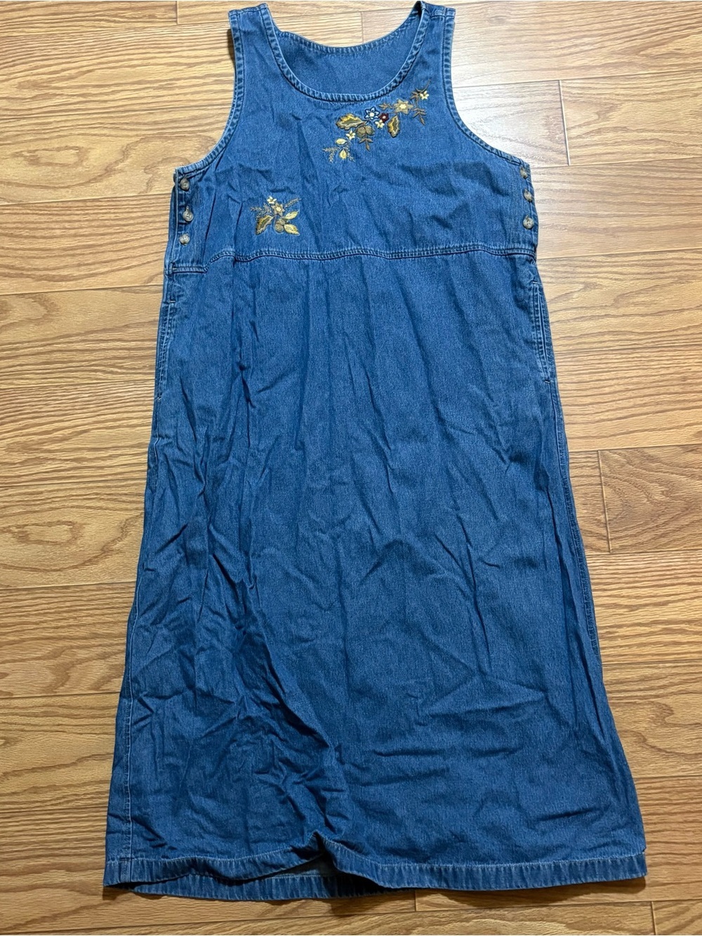 Vintage Classic Elements Fall Denim Embroidered Maxi Dress Women’s 16/18W